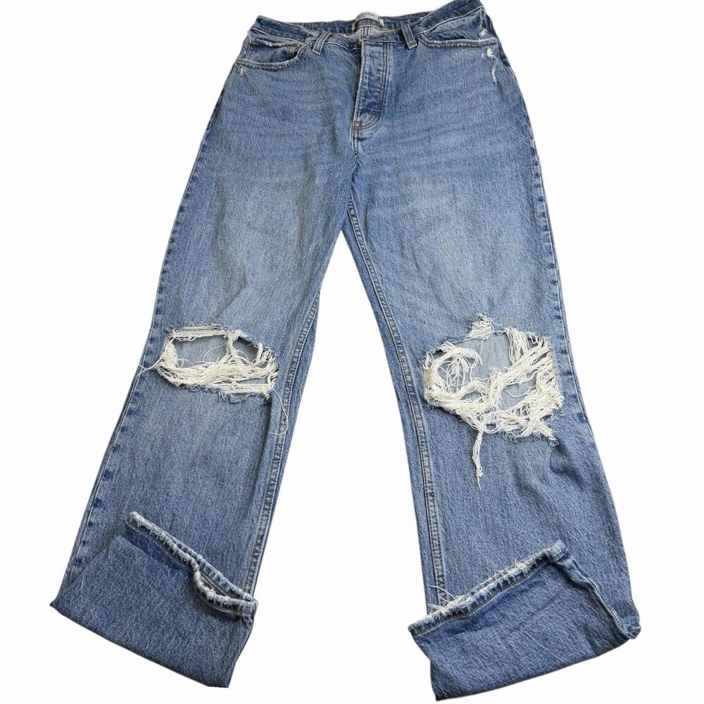 Abercrombie & Fitch The Dad High Rise Jeans Womens 29x30 Button Fly Distressed